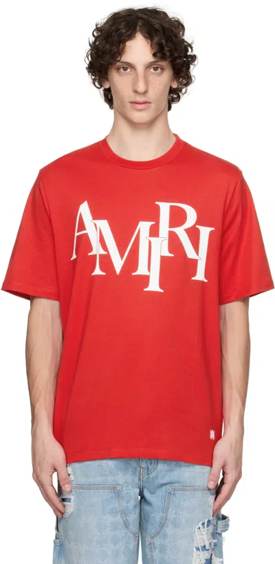 Amiri Logo Short-sleeved T-shirt In Red | ModeSens