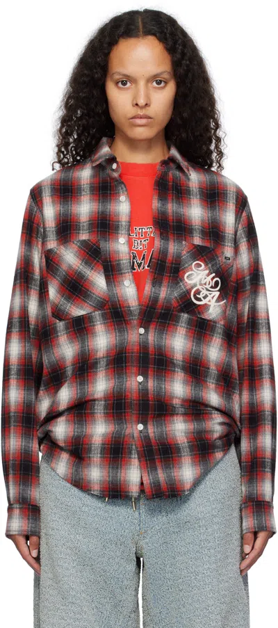 Amiri Red '' Swirl Flannel Shirt In Burgundy