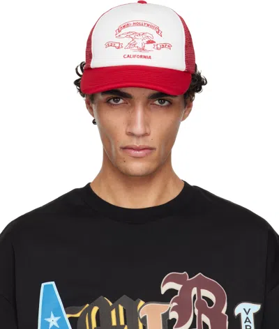 Amiri Red & White '' Eagle Trucker Cap In Metallic