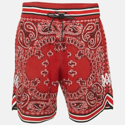 Pre-owned Amiri Red Bandana Print Knit Shorts Xl