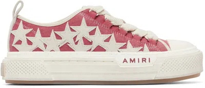 Amiri Red Distressed Stars Court Low Trainers
