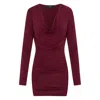 Amiri Cowl-neck Draped Mini Cocktail Dress In Burgundy