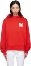 Amiri Long-sleeved Hooded Hoodie In Red
