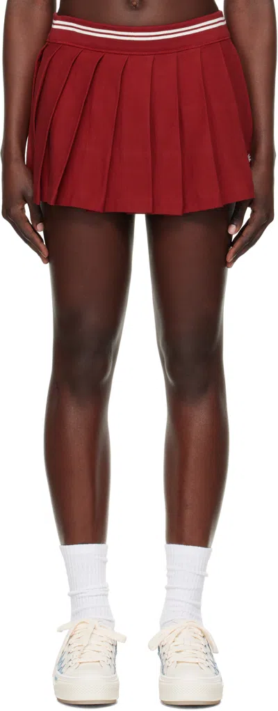 Amiri Red Ma Quad Pleated Miniskirt In Deep Red
