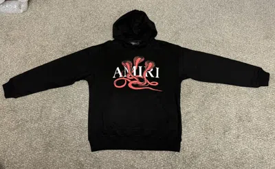 Pre-owned Amiri Red Snake Logo Hoodie/ Black/ Size S, M, L