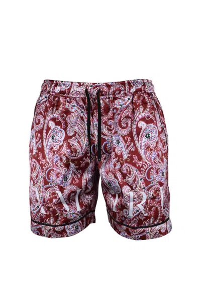 Amiri Red Viscose Shorts With Bandana Print In Multi