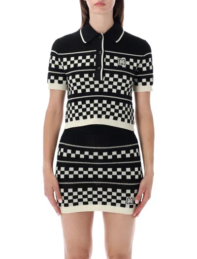 Amiri Reimagined Checkered Mesh Polo - Women's Size S In Nero