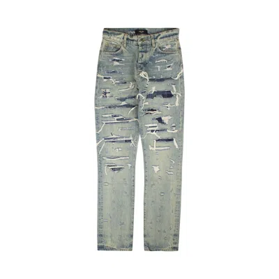 Pre-owned Amiri Relaxed Boro Repair Jeans 'blue' | Men's Size 31