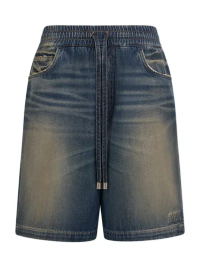 Amiri Relaxed Fit Drawstring Shorts With Embroidered Logo In Transparent