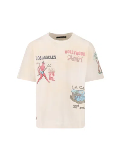 Amiri Relaxed Fit Graphic Print T-shirt With Crew Neckline In Multi