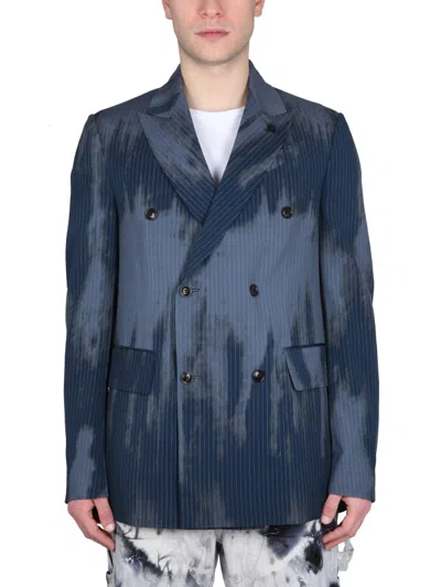Amiri Relaxed Fit Pinstripe Double Breasted Wool Blend Sport Coat In Multi