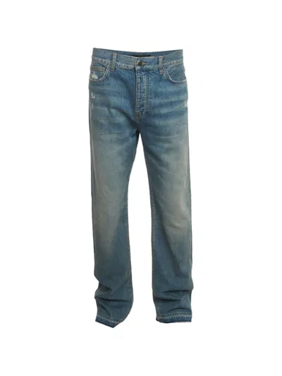 Pre-owned Amiri Release-hem Straight-leg Jeans In Blue