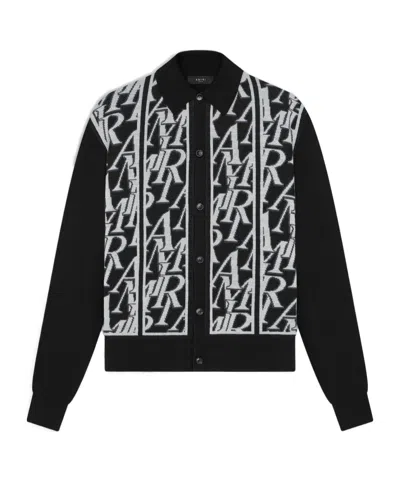 Amiri Repeat Merino-wool Cardigan In Black