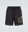 Amiri Mens Twisted Palms Brand-print Cotton Shorts Black In Black