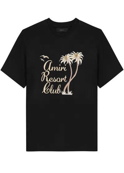 Amiri Resort Club Printed Cotton T-shirt In Black