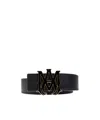Amiri Black Belt With Logo Plaque On The Front In Leather Man