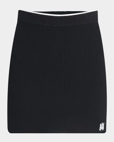 Amiri Rib-knit Mini Skirt In Black
