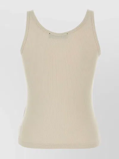 Amiri Ribbed Cotton Blend Tank Top In Neutral