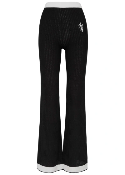 Amiri Ribbed Cotton-blend Trousers In Black