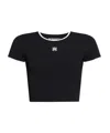 Amiri Ribbed Texture Crop Top With Contrast Trim In Black