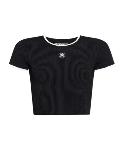AMIRI RIBBED EMBROIDERED LOGO CROP TOP
