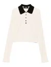 Amiri Ribbed-knit Polo Top In Neutral