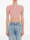 Amiri Ribbed-knit Short-sleeved Top In Pink