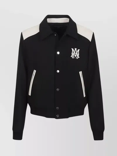 AMIRI RIBBED VARSITY JACKET CONTRAST INSERTS