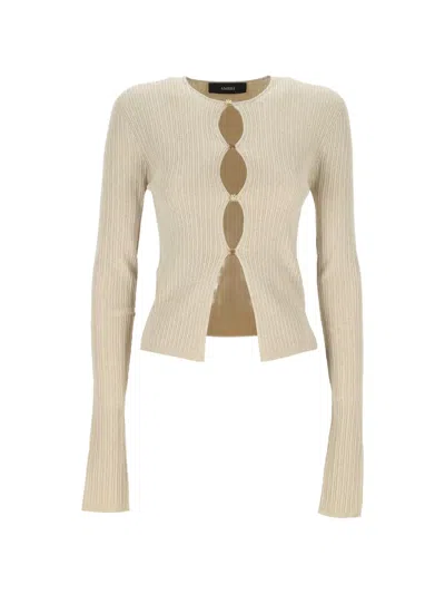 Amiri Ribbed-knit Cutout Jumper In Neutral