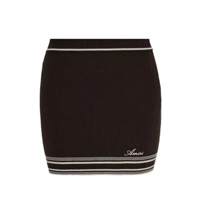 Amiri Ribbed-knit Wool Skirt In Black
