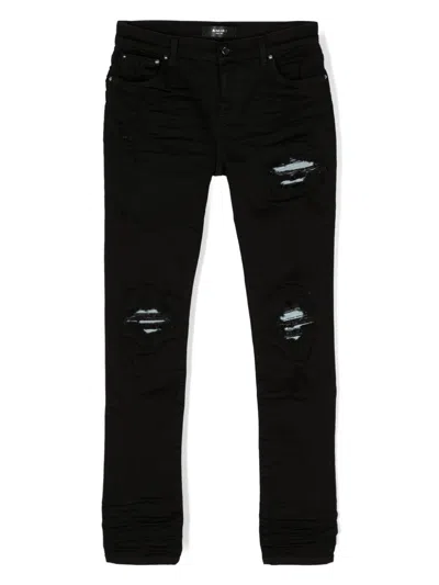 Amiri Kids' Ripped-detailed Slim-leg Trousers In Black