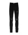 Amiri Stretch Denim Jeans With Leopard Print Accents In Black