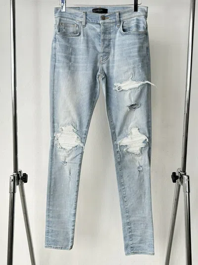 Pre-owned Amiri Ripped Jeans Slim. Size 30 In Blue