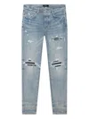 Amiri Ripped Knee Denim Jeans In Blue
