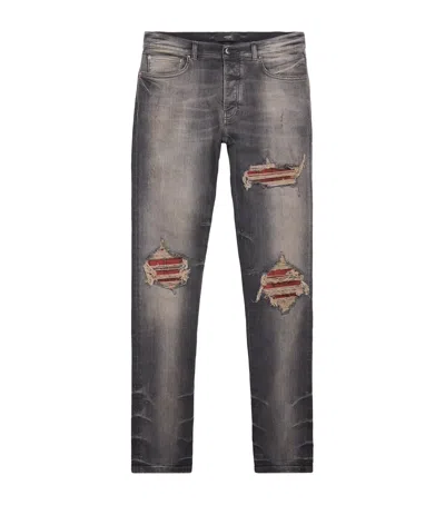 Amiri Ripped Mx1 Skinny Jeans In Gray
