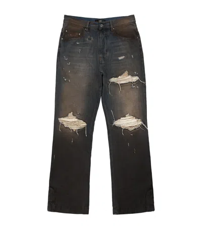 Amiri Ripped Mx1 Straight Jeans In Blue