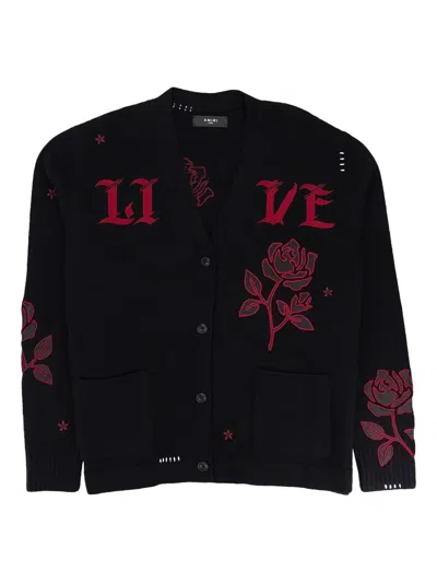 Amiri Rose-appliqué Cardigan