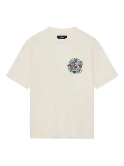 Amiri Rose-embellished T-shirt In Neutral