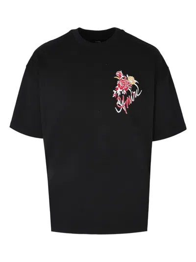 Amiri Roses T-shirt In Black