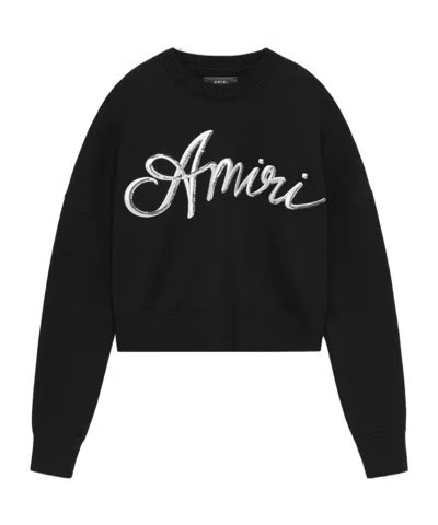 Amiri Round Neck Sweater In Black