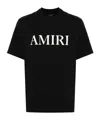 Amiri Black Crewneck T-shirt With Logo Lettering Print On The Front In Cotton Man In Black
