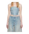 Amiri Ruffled Detail Denim Sling In Blue