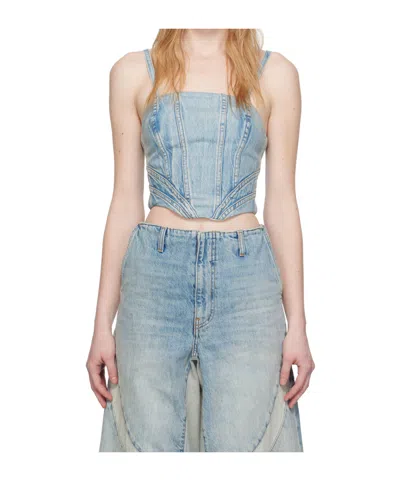 Amiri Ruffled Detail Denim Sling In Blue