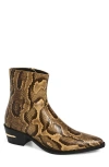 Amiri Beige Python Embossed Ryder Boots In Brown
