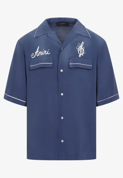 Amiri Saturday Night Camp Shirt In Navy