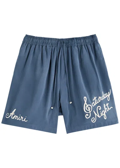 AMIRI AMIRI SATURDAY NIGHT EMBROIDERED WOVEN SHORTS