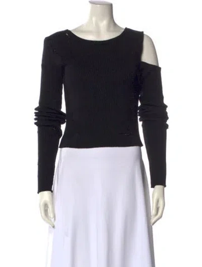 Pre-owned Amiri Scoop Neck Long Sleeve Crop Top In Black