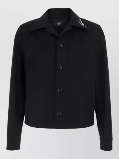 Amiri Script Cotton Blouson Long Sleeve Chest Pocket In Black