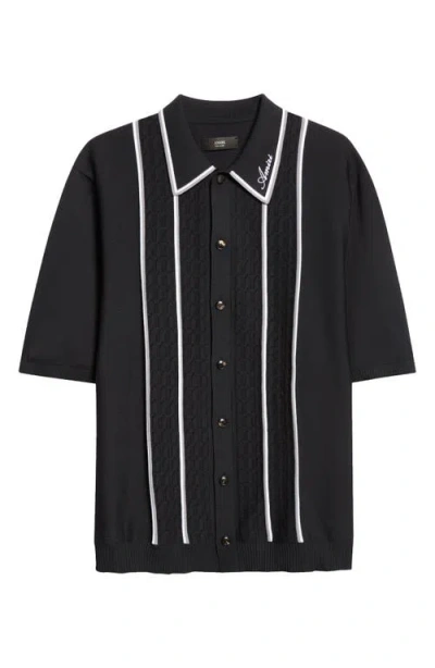 AMIRI AMIRI SCRIPT KNIT BUTTON-UP SHIRT