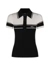 Amiri Script Knit Slim Polo In Black